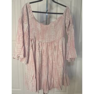 Torrid Size 3 Soft pink/white tiedye lightweight mini dress smocked&cinched